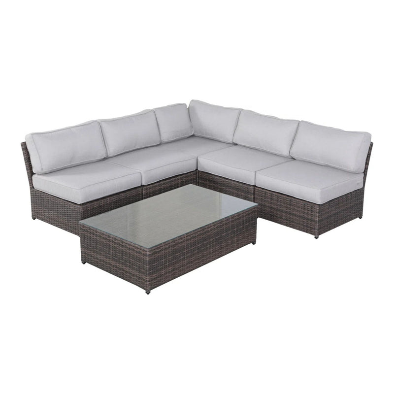 Comfortable Modern Patio Rattan Sectional Set With Cushions