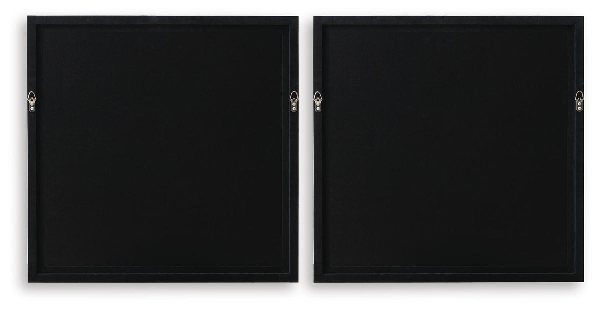 Set of 2 wall art frames, black back panels with hanging hooks.