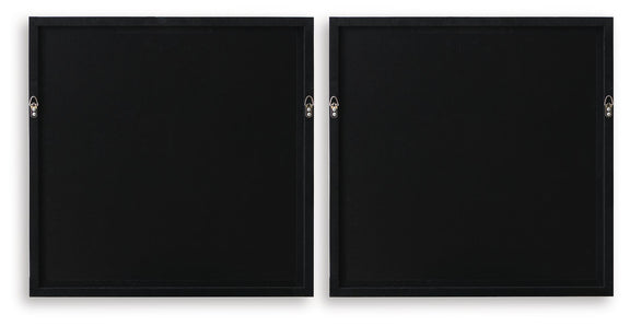 Set of 2 wall art frames, black back panels with hanging hooks.