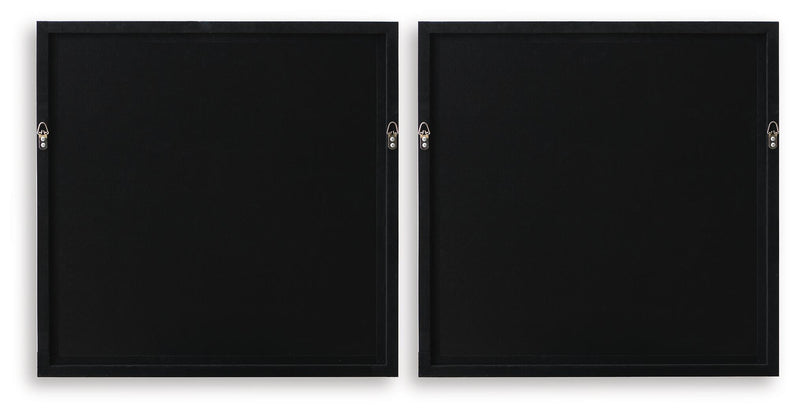 Set of 2 wall art frames, black back panels with hanging hooks.