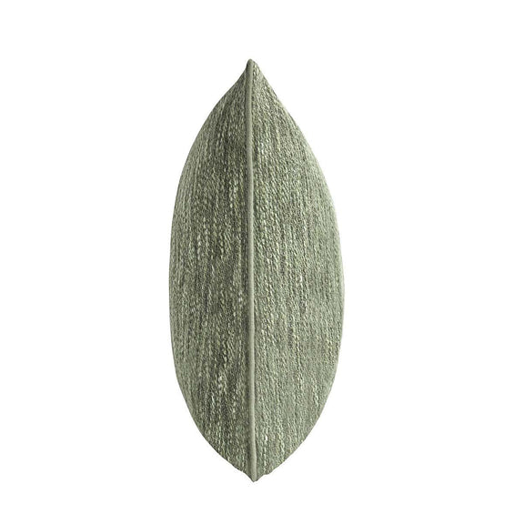 Cedar green linen-look throw pillow side view with piped edge and textured weave
