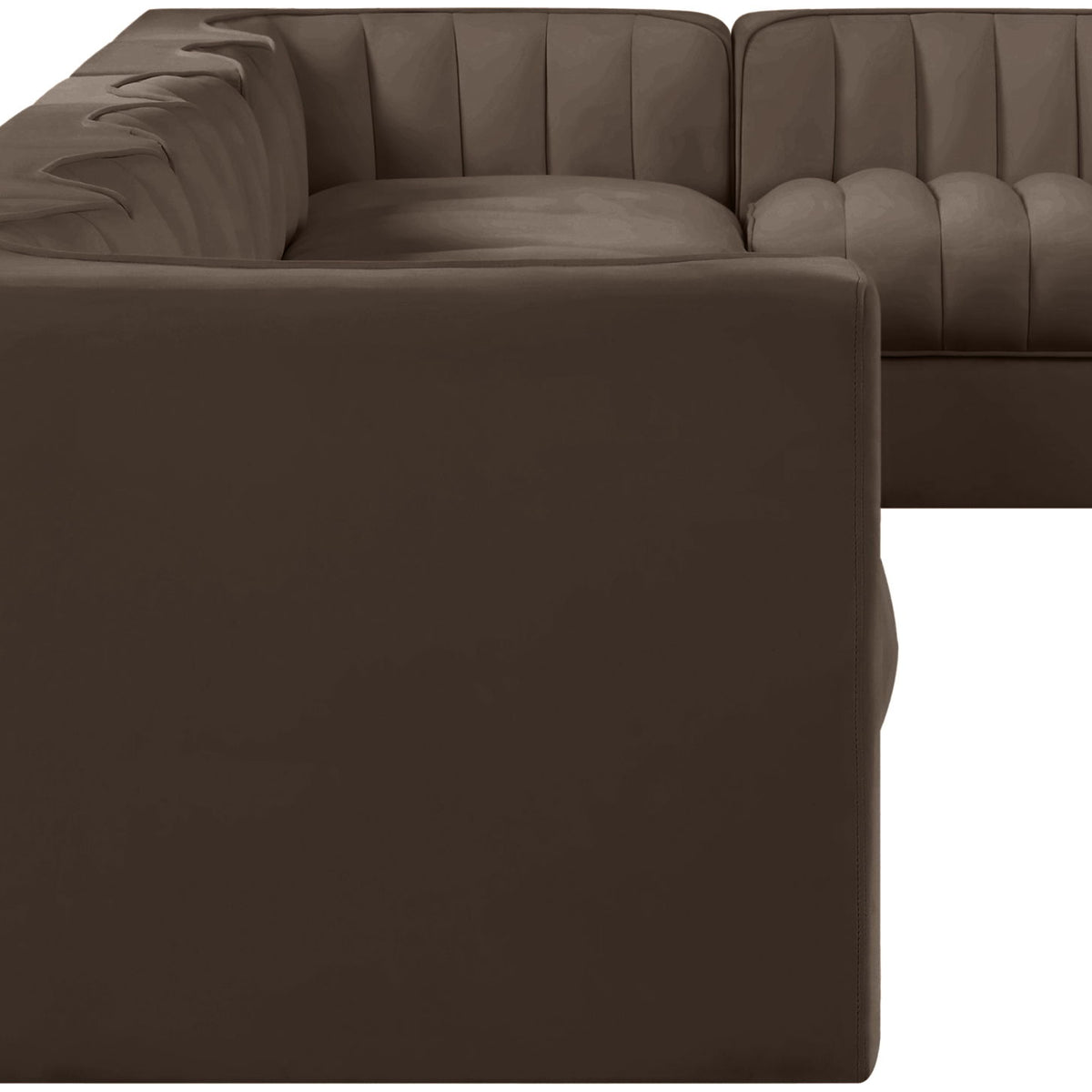 Rummi - Velvet Performance Fabric Upholstered 7 Piece Modular Sectional, L-Shaped (Right)