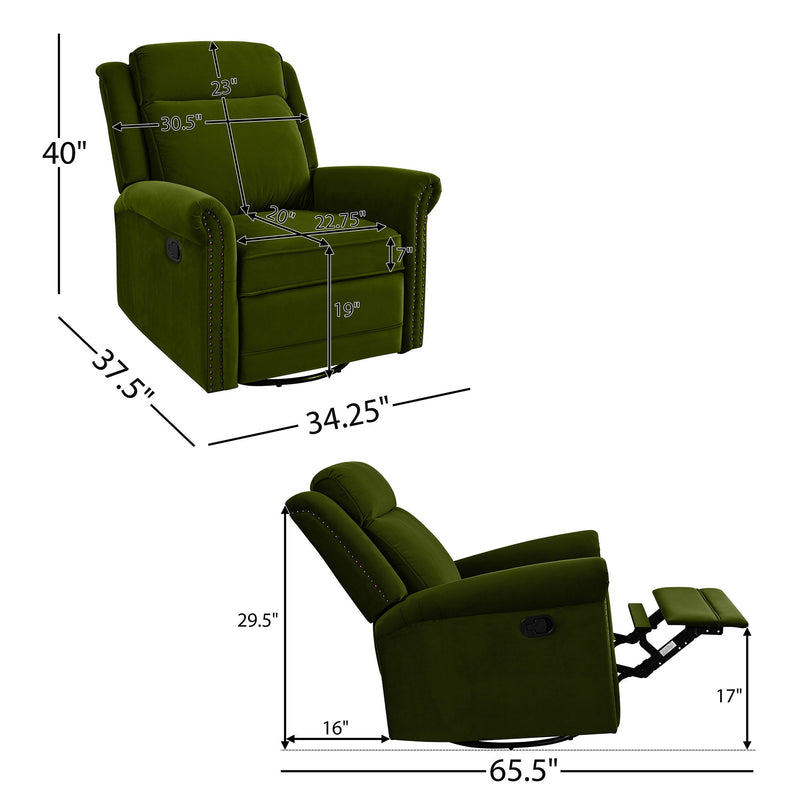 360 Degrees Swivel Recliner Manual Rocking Recliner Home With Adjustable Backrest