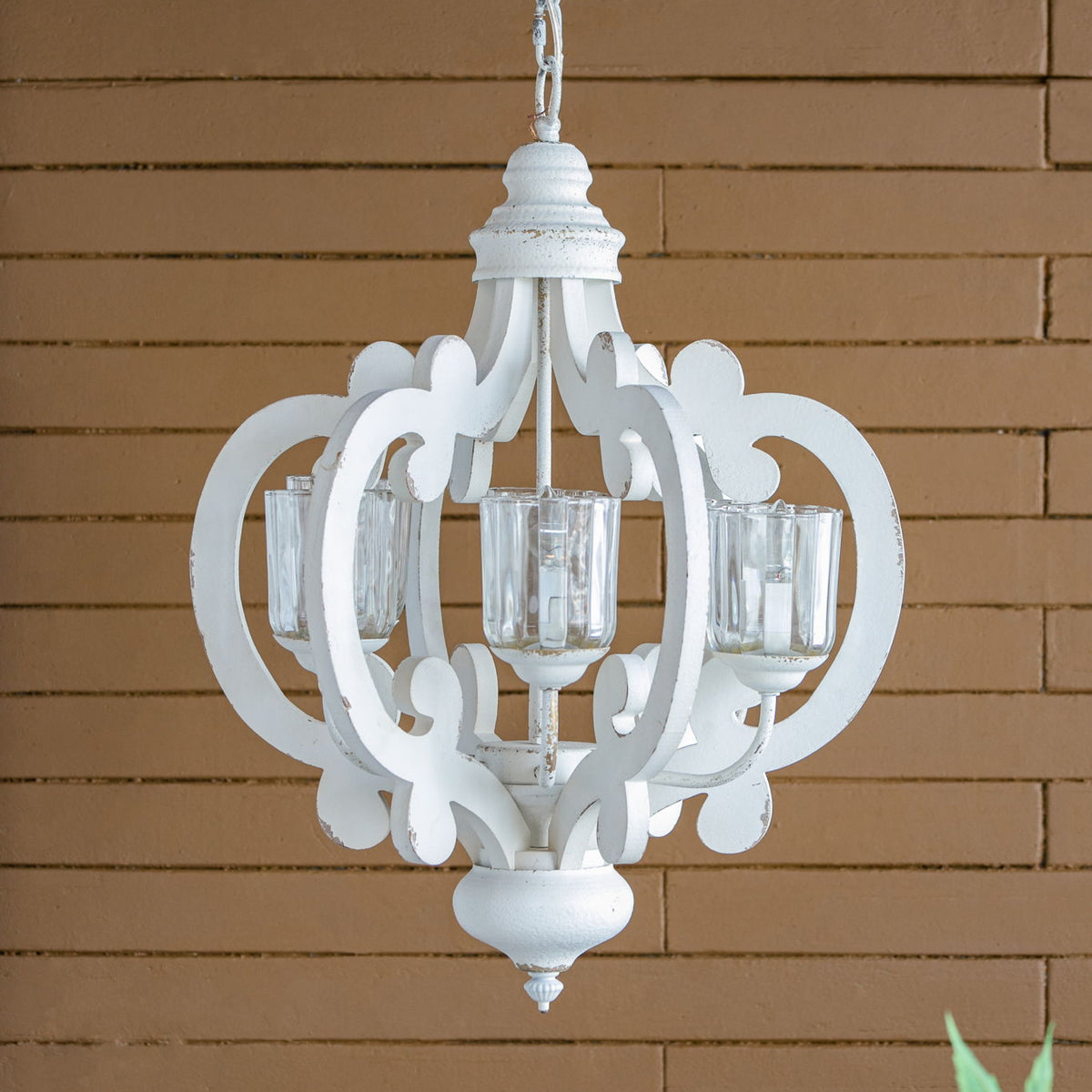 Farmhouse Chandelier, 6 Light Wood Chandelier Pendant Light Fixture With Adjustable Chain For Dining Room Living Room Entryway, Bulb Not Included