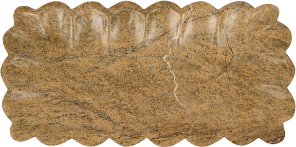 Mustard-brown marble tray with scalloped edge