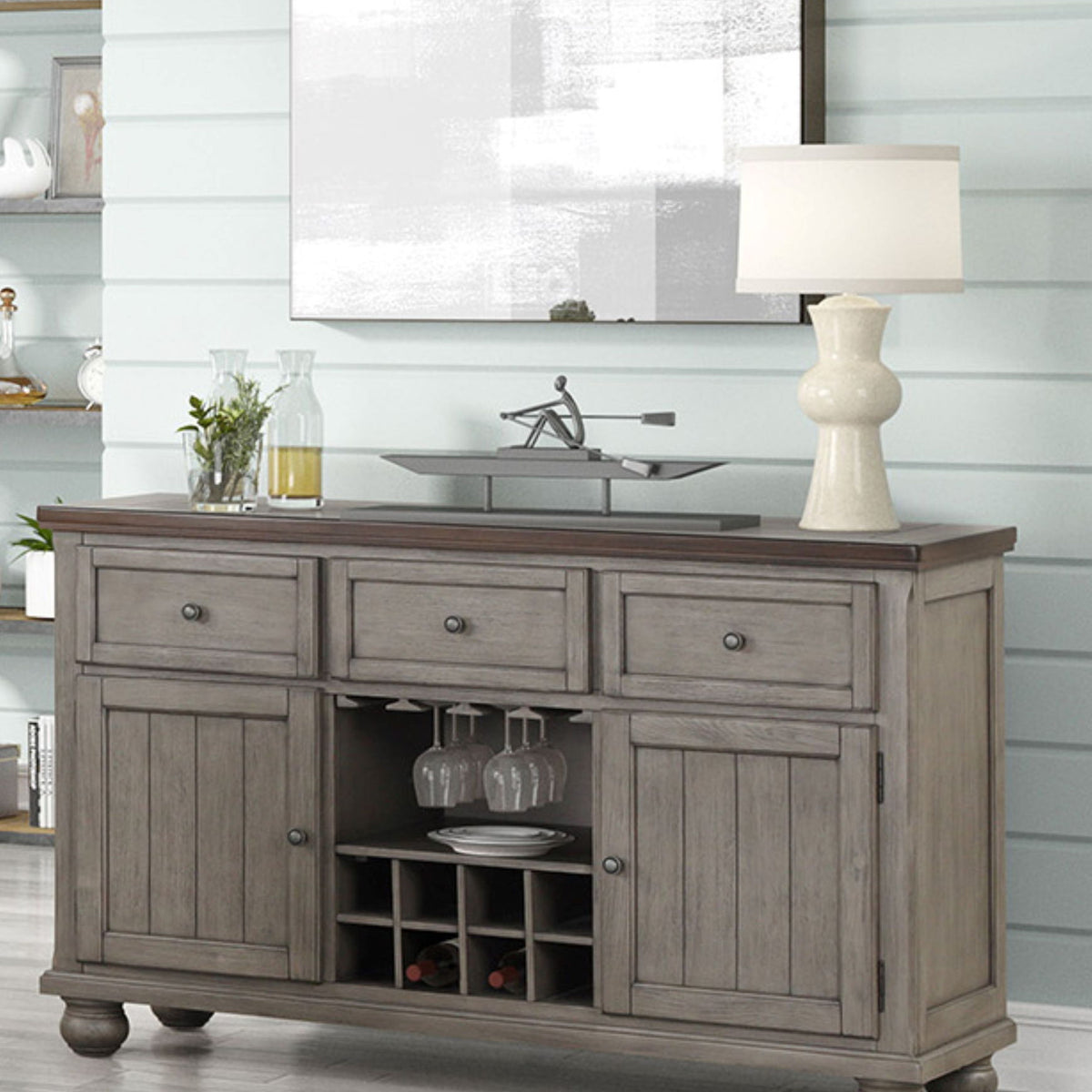 Rustic Two Tone Sever With Powerpack - Gray