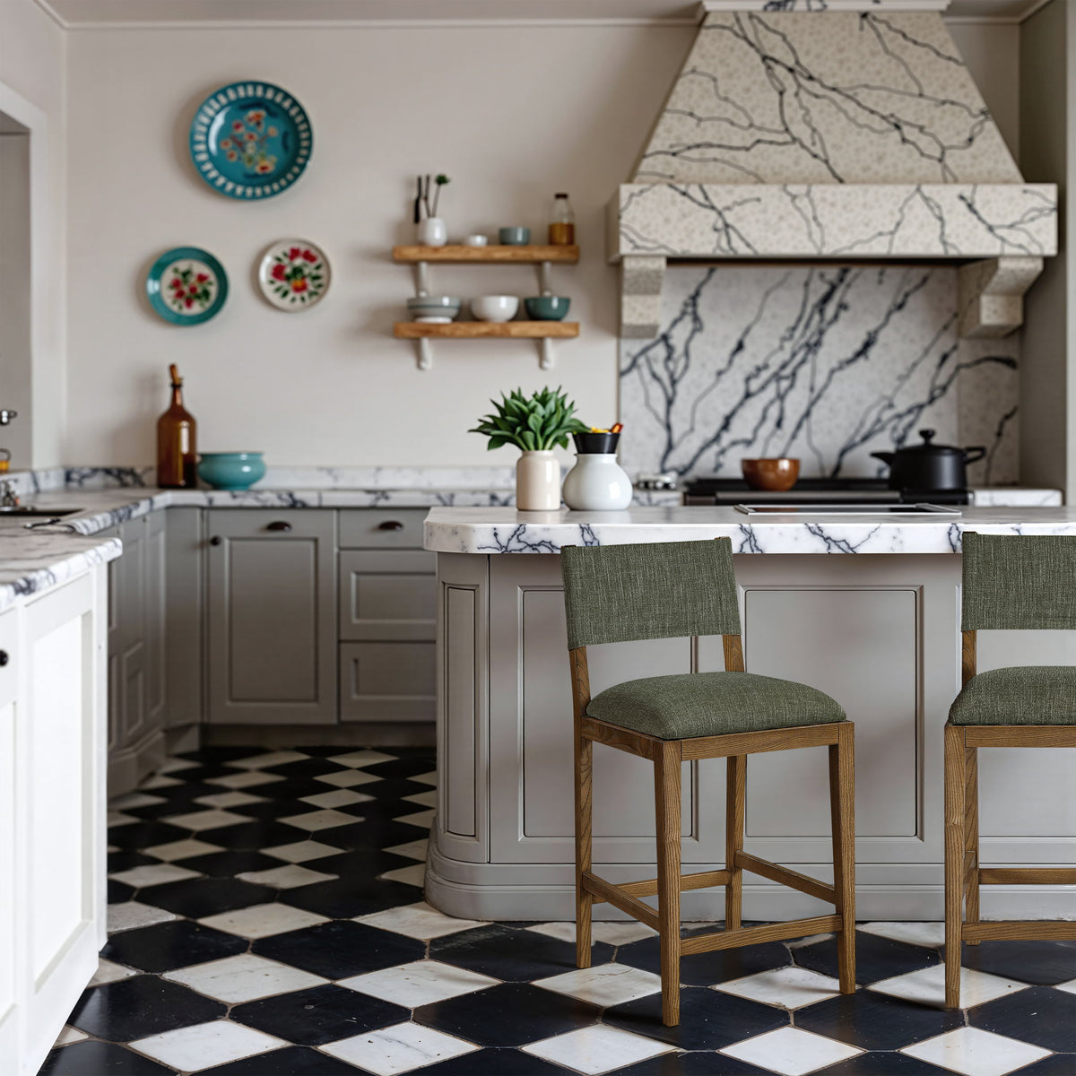 Avon - Linen Textured Performance Fabric Counter Stool