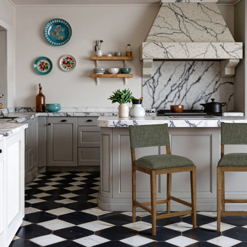 Avon - Linen Textured Performance Fabric Counter Stool