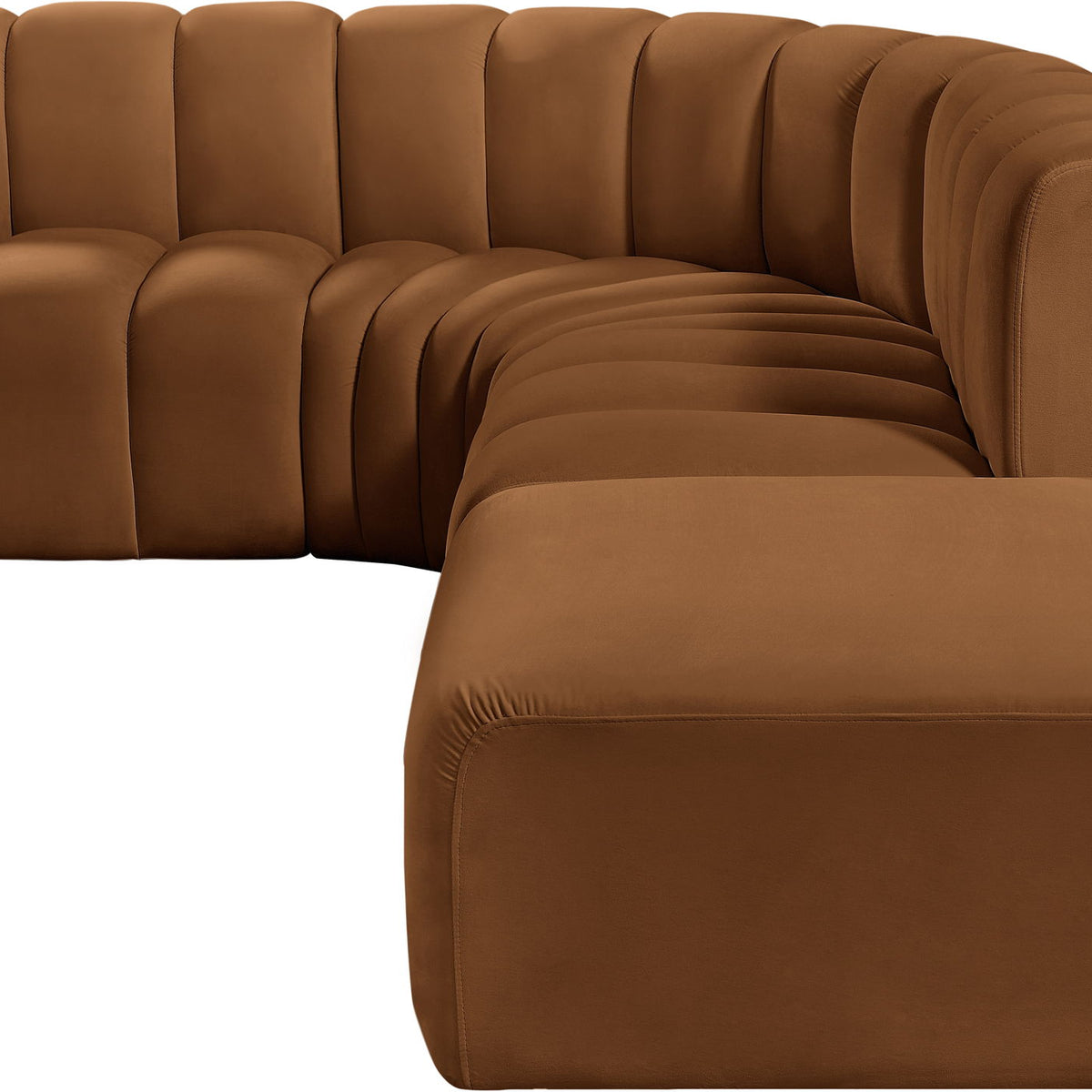 Arc - Velvet 5 Piece Corner Modular Sofa - Saddle