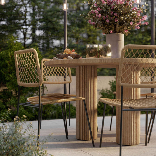 Patti - Textured Indoor / Outdoor Round Dining Table - Travertine