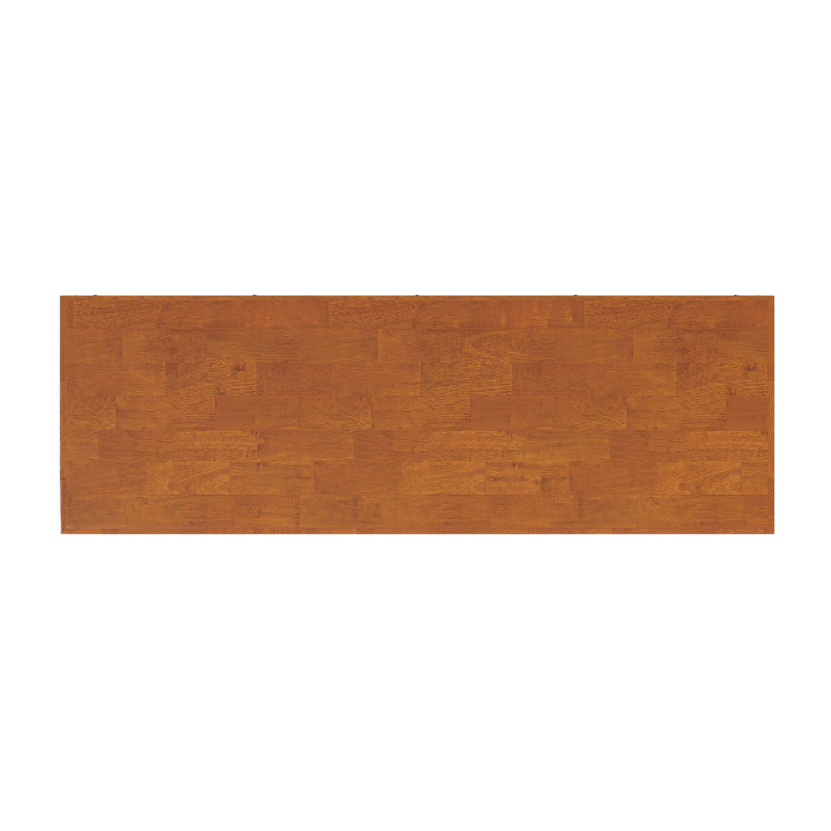 Warm brown wood panel finish for a low bookcase