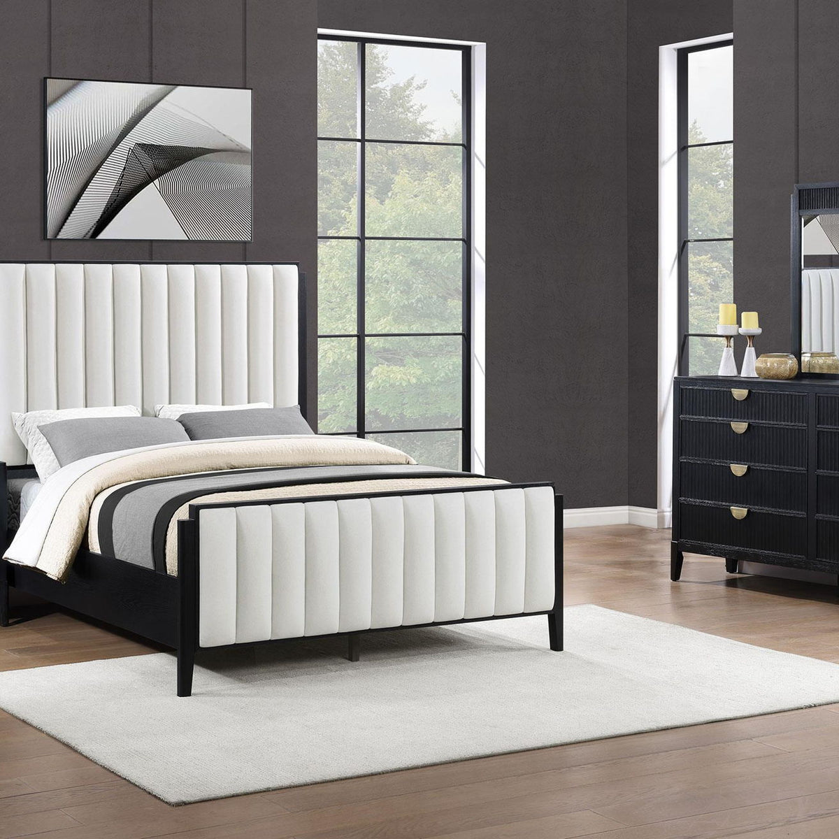 Brookmead 4-piece Upholstered Eastern King Bedroom Set Black