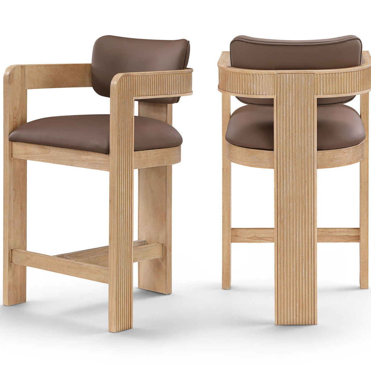 Sacha - Vegan Leather Upholstered Counter Stool With Natural Base