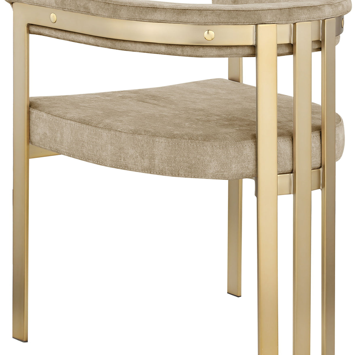 Marcello - Dining Chair With Brushed Gold Iron Frame (Set of 2) - Beige