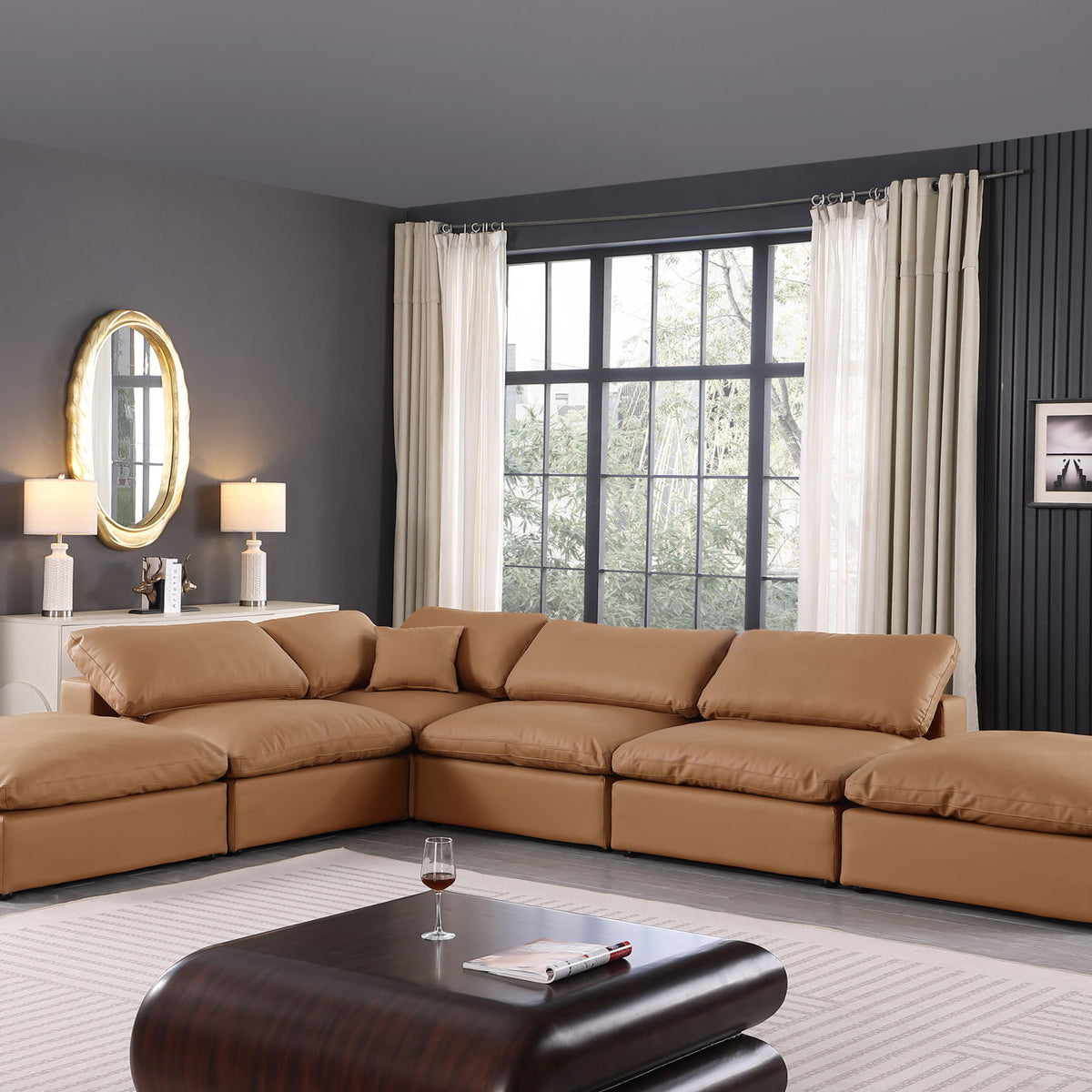 Comfy - 6 Piece Faux Leather Modular Sectional