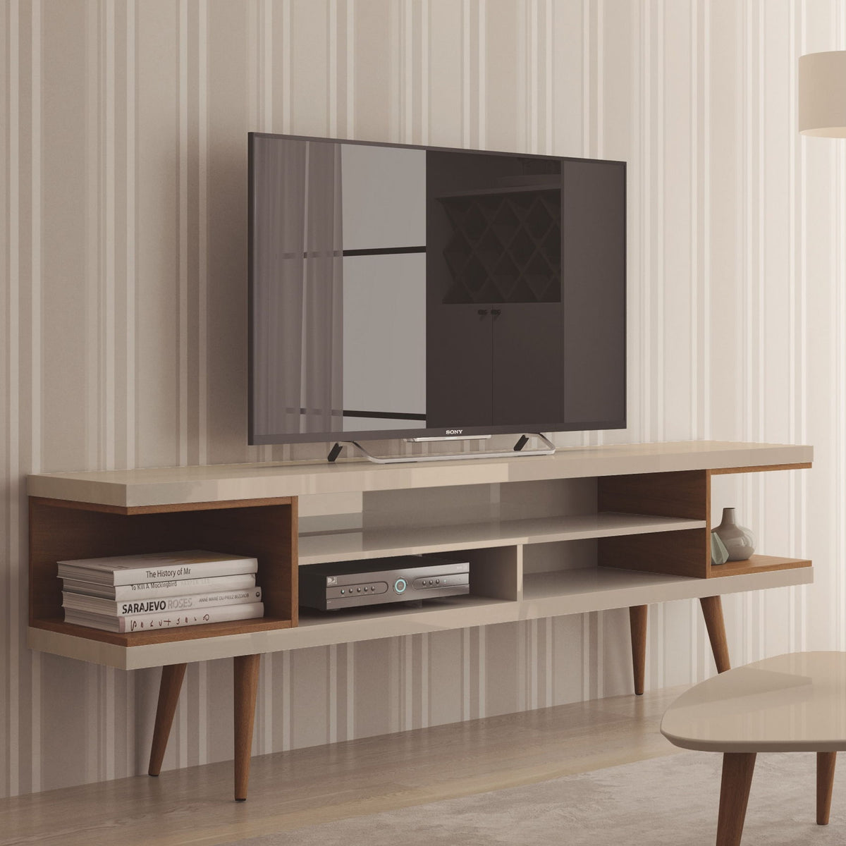 Manhattan Utopia - TV Stand - Off White And Maple Cream