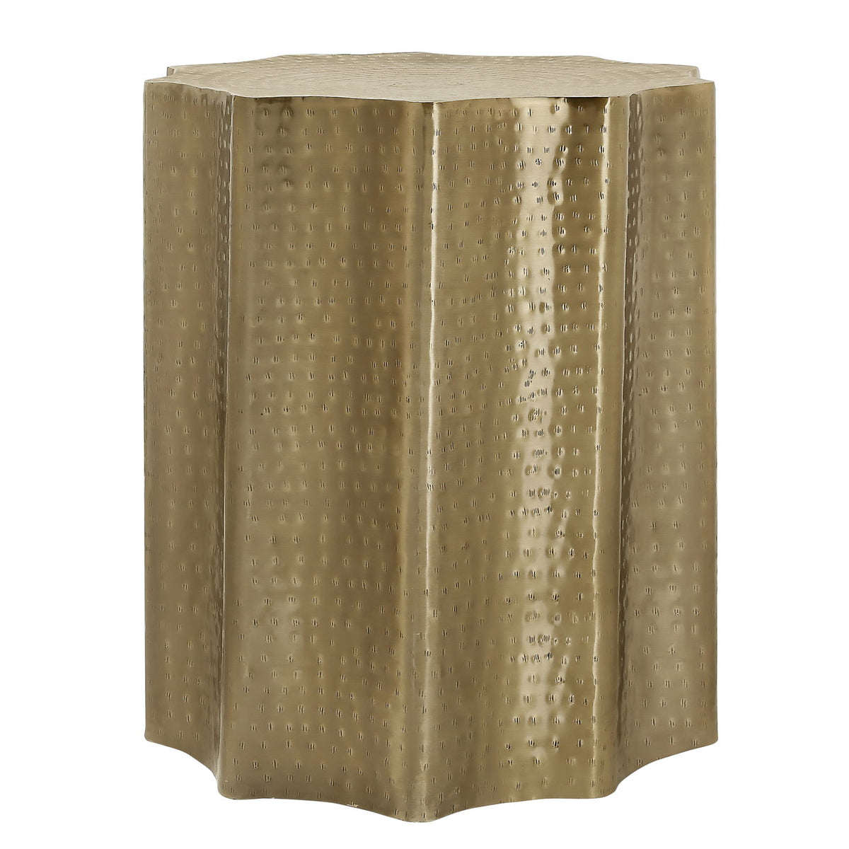 Drum Accent Side Table, Stylish Scalloped Design
