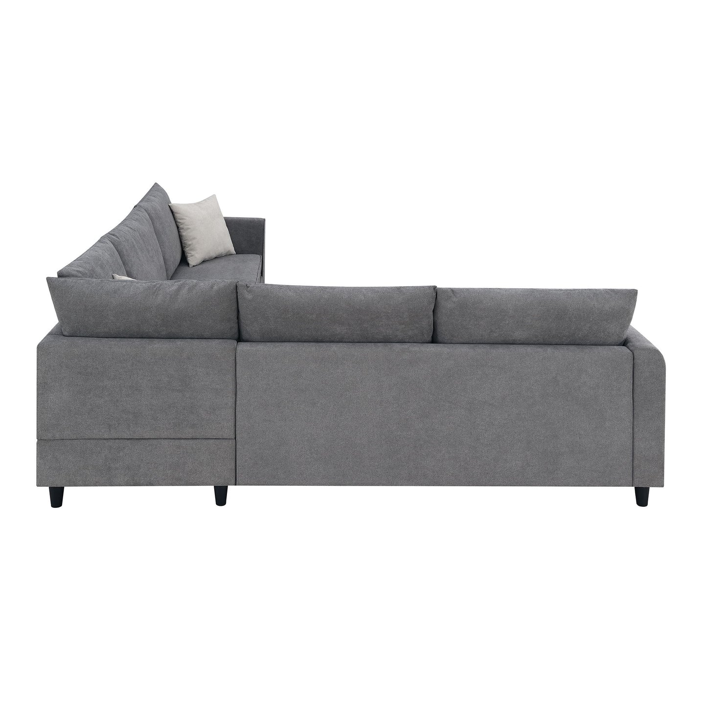 Modern Upholstered Living Room Sectional Sofa, L Shape Furniture Couch With 3 Pillows - Gray