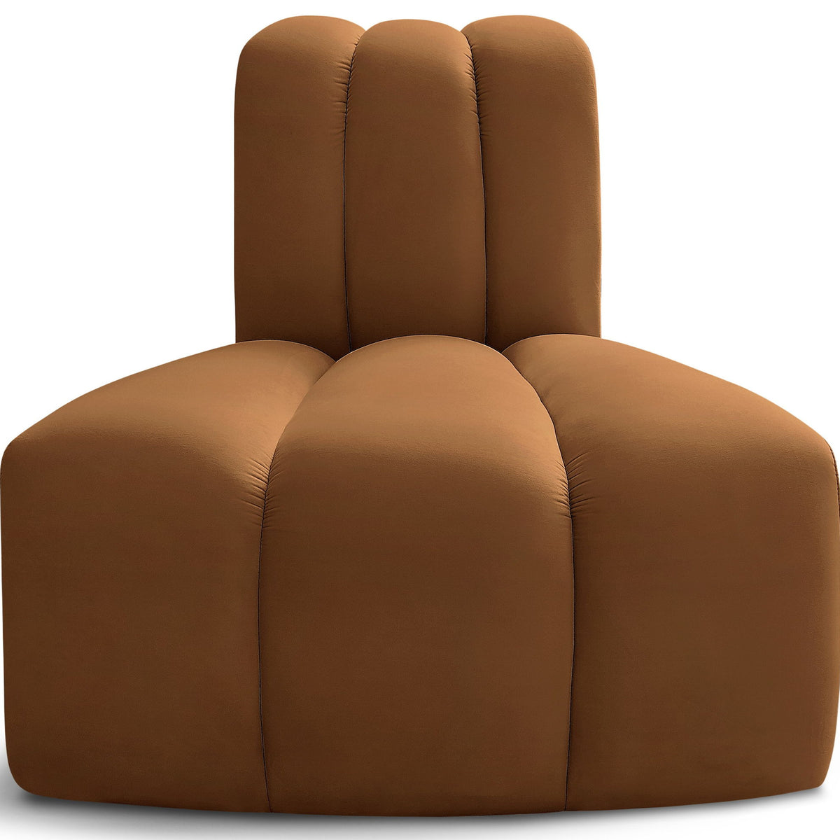 Arc - Velvet Reverse Corner Chair - Saddle