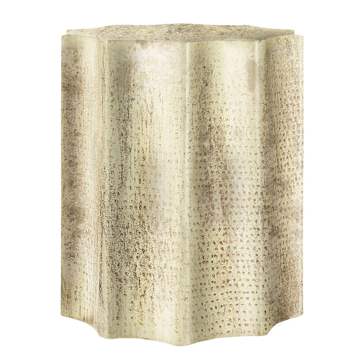 Drum Accent Side Table, Stylish Scalloped Design