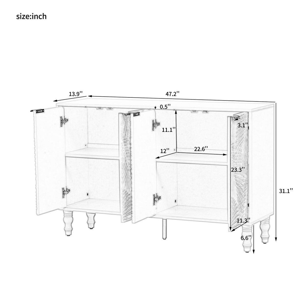 Modern TV Stand With 2 Spacious Storage Space And Anti-Tip Device