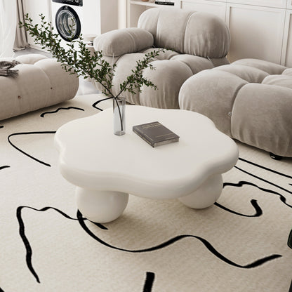 Cloud-Shaped Coffee Table Sphere Legs Cream White 35-inch