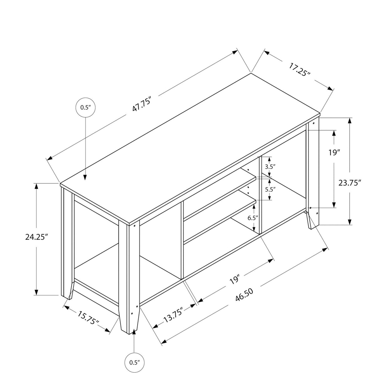 TV Stand, Console, Media Entertainment Center, Versatile Storage Shelves
