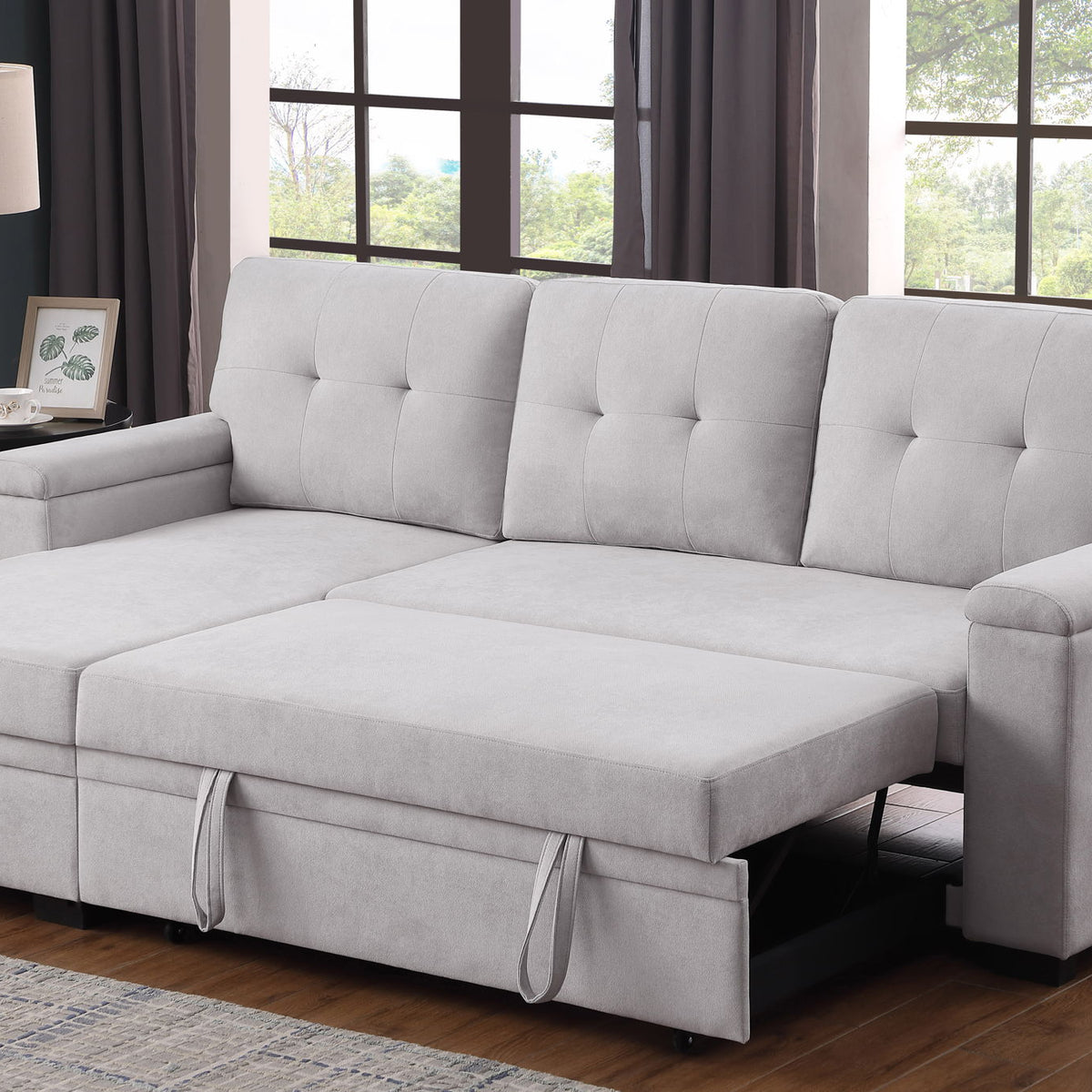 Lucca II - 84.5"W Reversible Sleeper Sectional Sofa with Storage Chaise