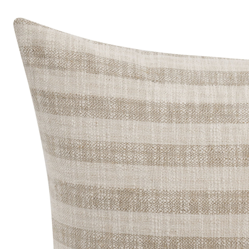 Villa Classics Linna pillow close-up, ivory textured fabric with horizontal stripes