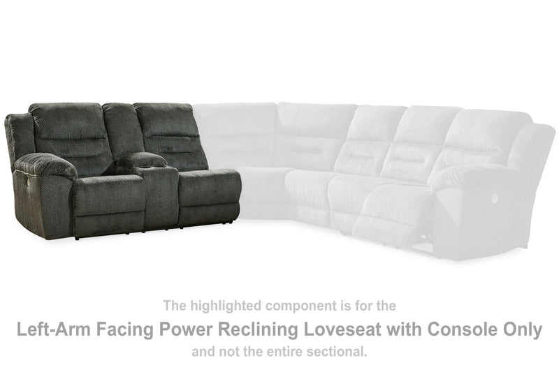 Nettington - Laf Power Rec Loveseat W/Console - Smoke