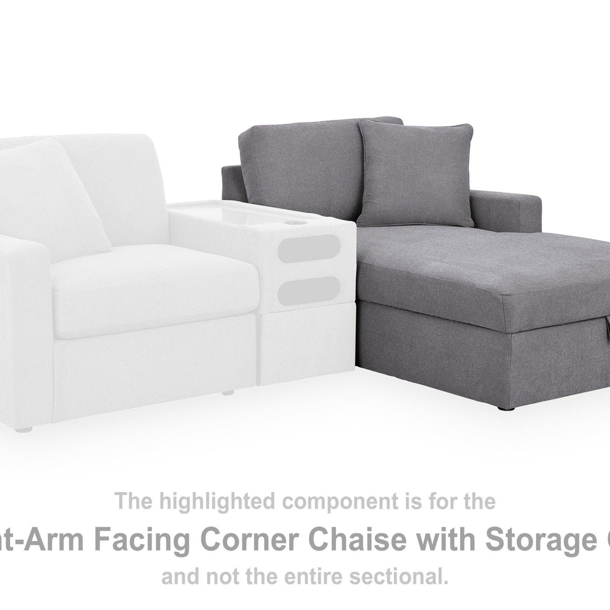 Modmax - RAF Corner Chaise With Storage - Granite