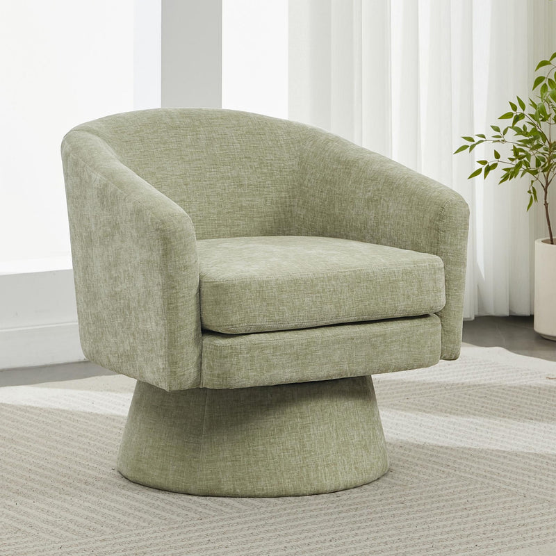 Swivel Barrel Chair With Cushioning For Living Room & Office, 360° Rotating - Green
