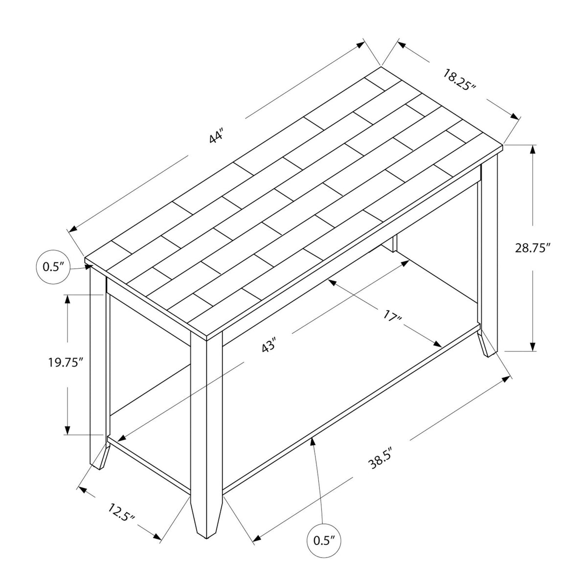 Console Accent Table Narrow For Living Room - Espresso
