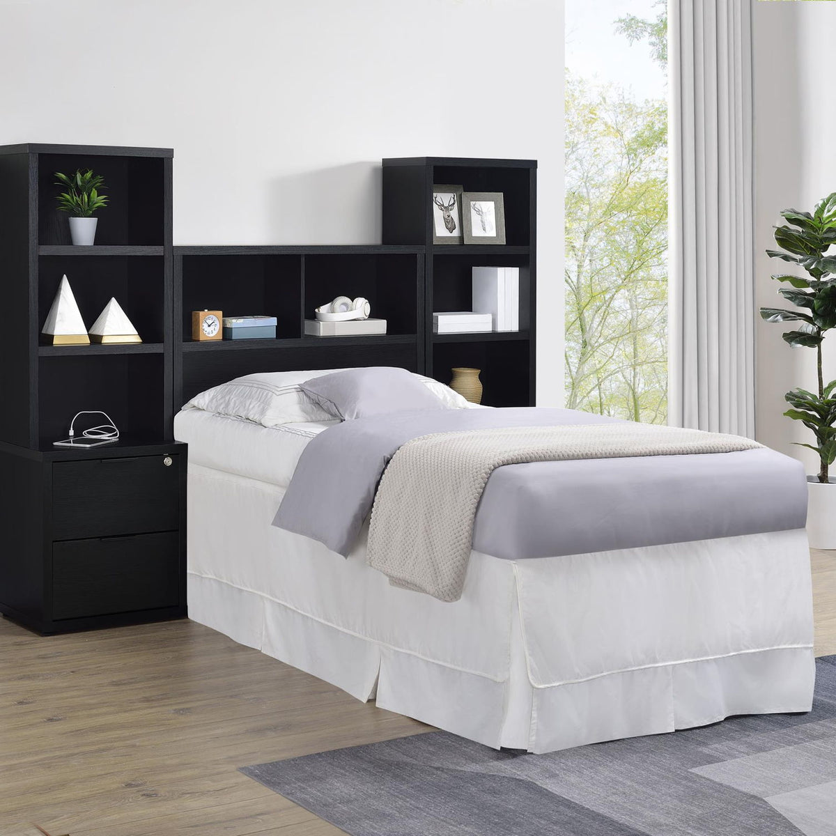 Westpark 3-piece Twin Bedroom Set Bookcase Headboard Black
