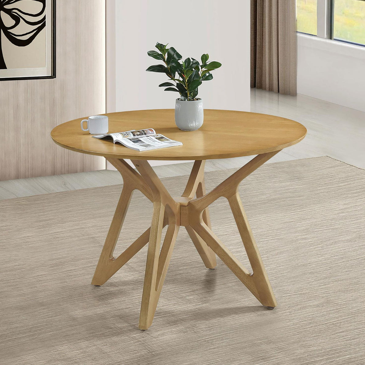 Elowen Round 42-inch Solid Wood Dining Table Light Walnut