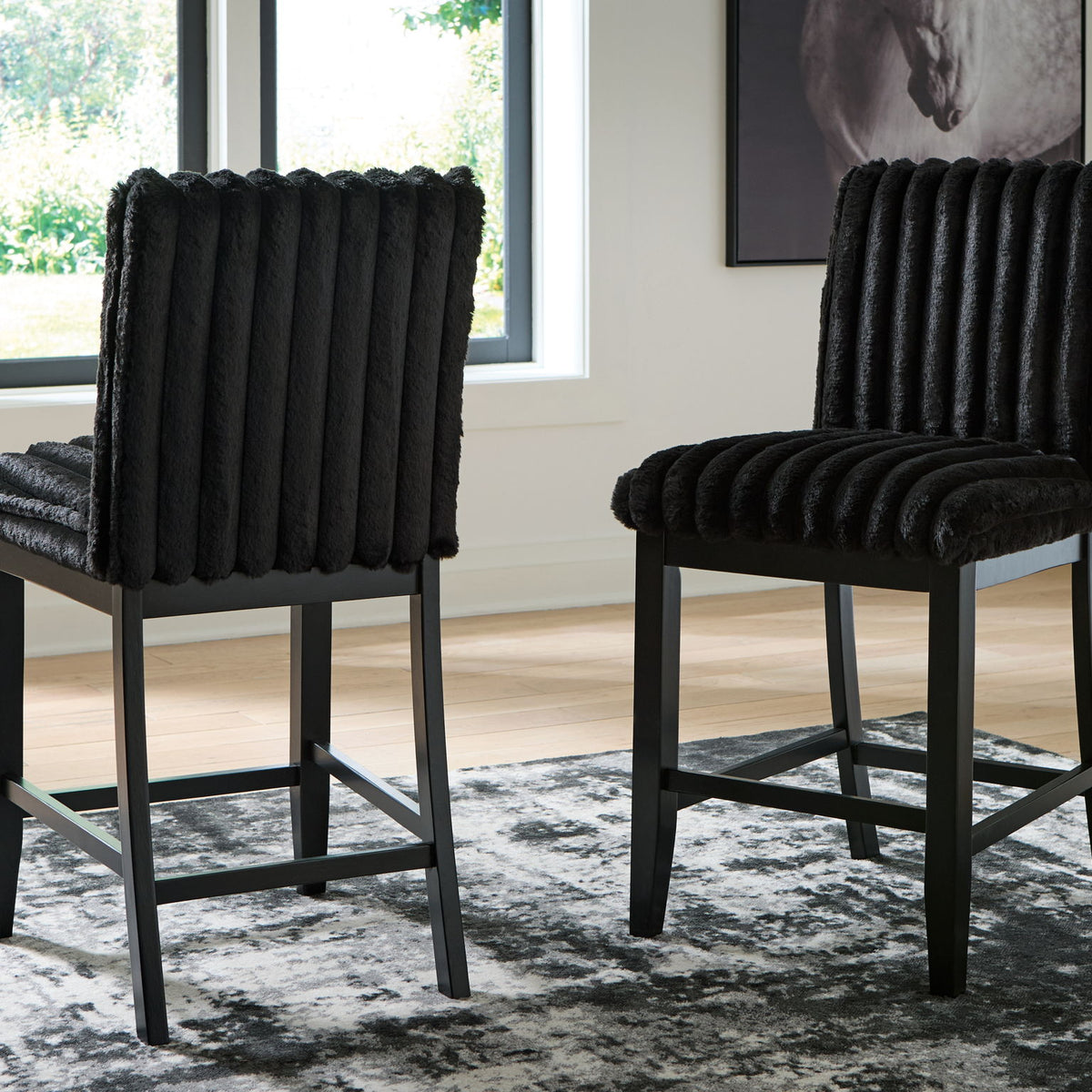Mervannie - Upholstered Barstool (Set of 2) - Black