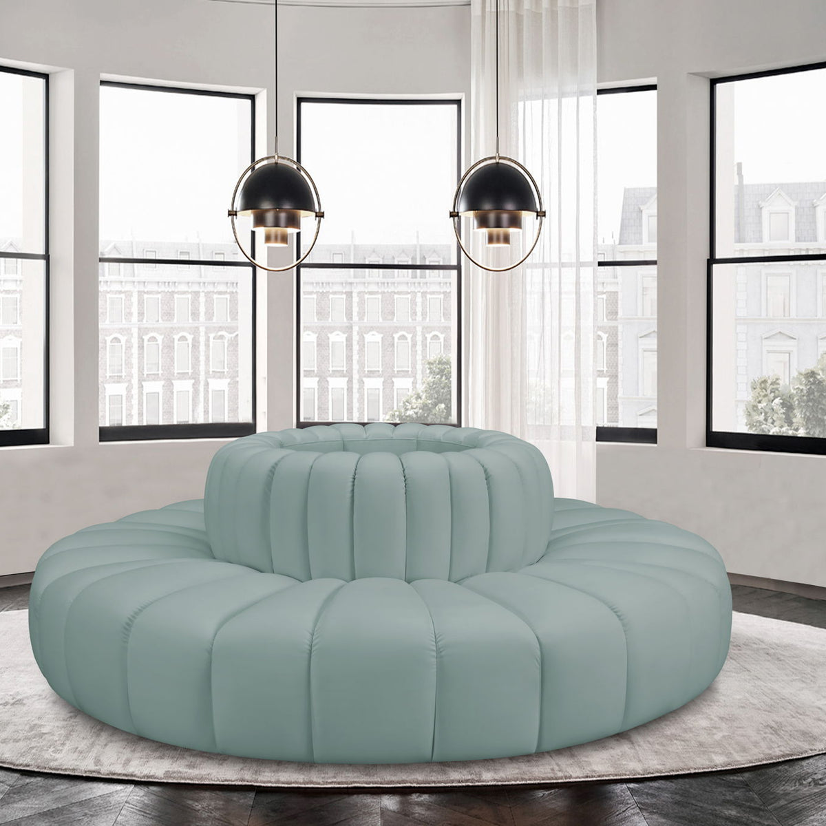 Arc - Faux Leather 8 Piece Round Modular Sofa