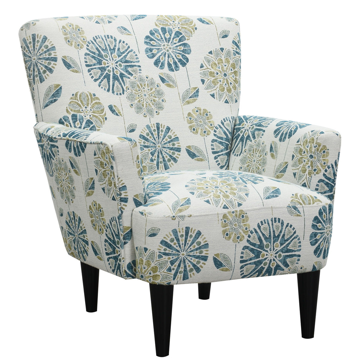 Flora - Floral Accent Chair - Blue