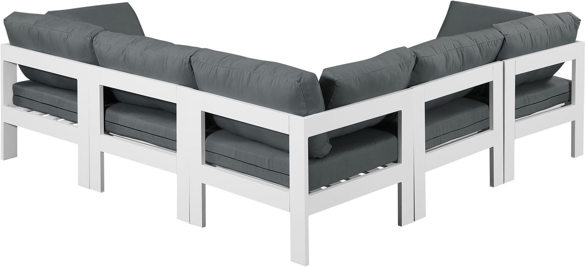 Nizuc - Outdoor Patio 5 Piece Modular Sectional With White Frame