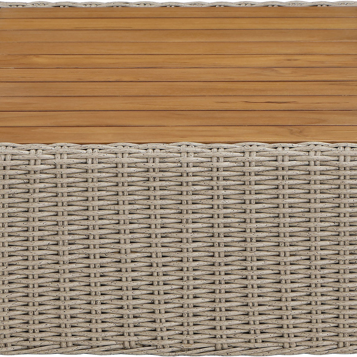 Seacrest - Teak Wood And Wicker Outdoor Patio Coffee Table