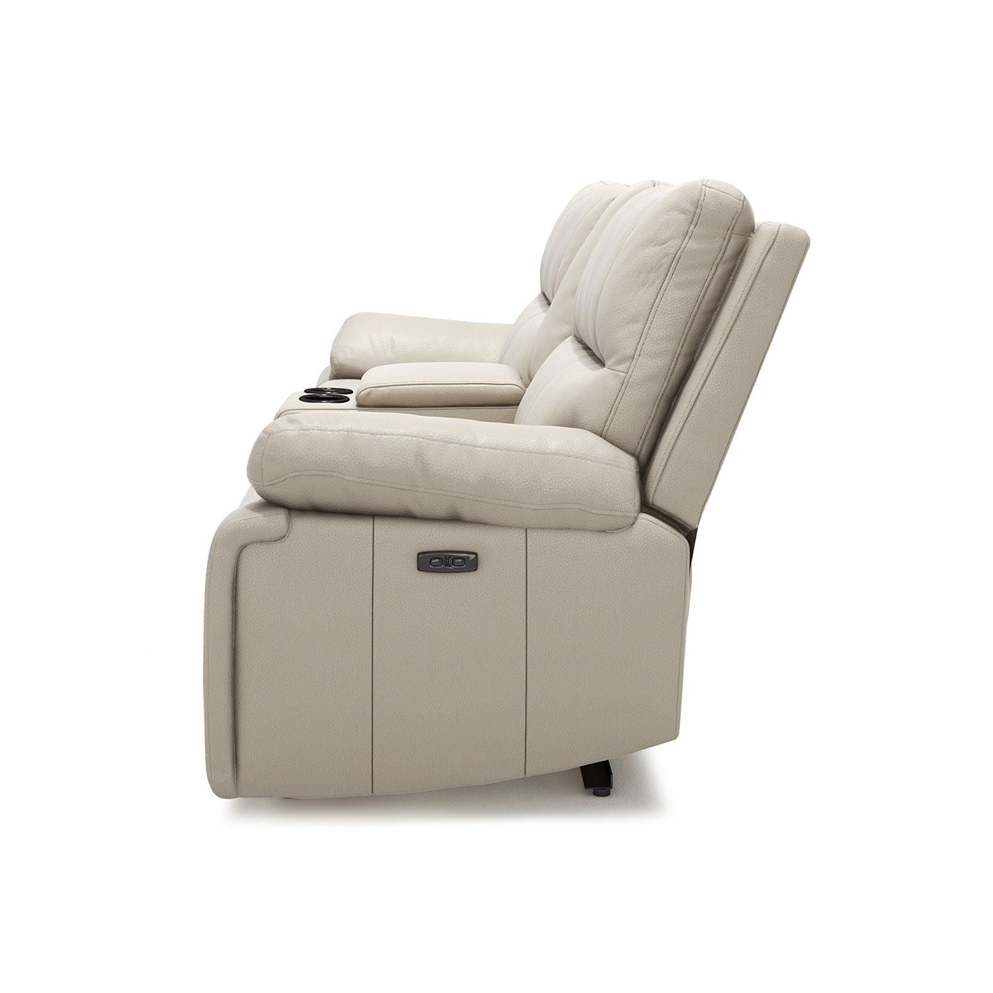 Malibu - Modern Power Motion 3 Piece Reclining Loveseat Sofa With Cup Holders - Cream Taupe Beige