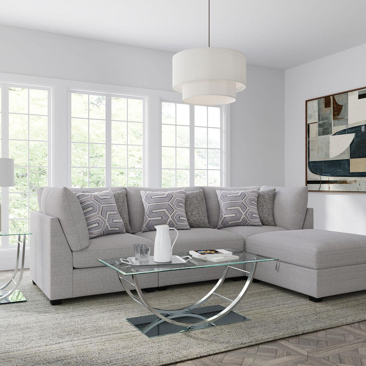 Cambria 4-piece Upholstered Modular Sectional Sofa Grey