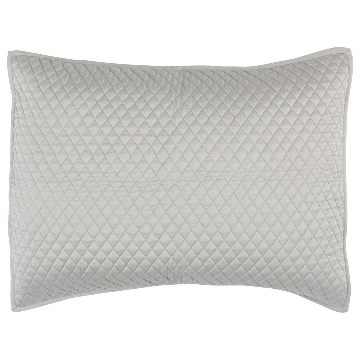 Quilted rectangular throw pillow sham, light gray with diamond pattern stitching