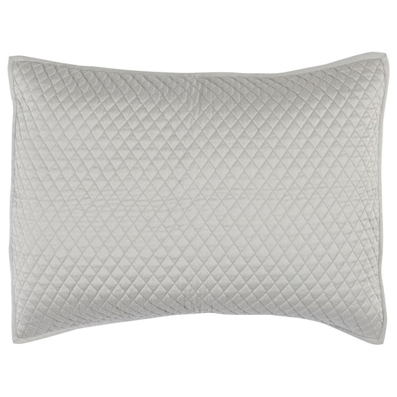 Quilted rectangular throw pillow sham, light gray with diamond pattern stitching