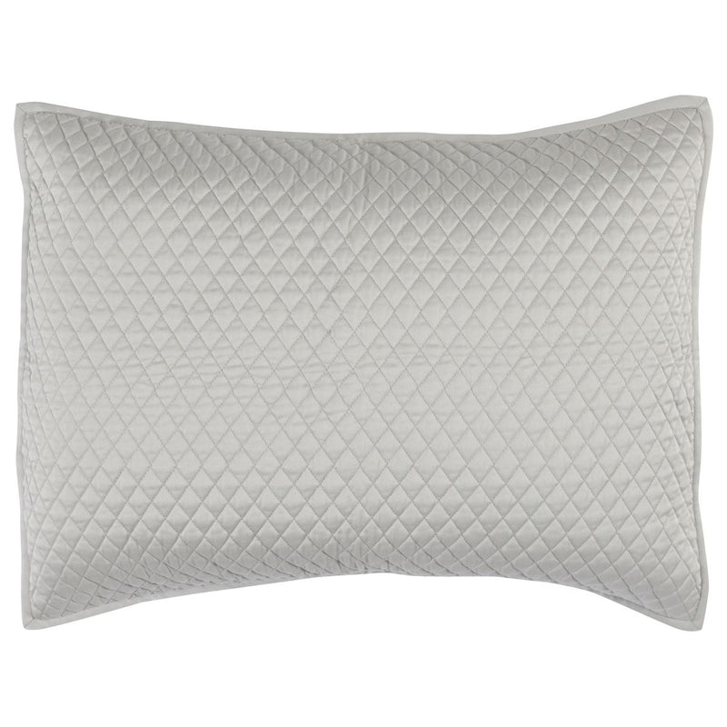 Quilted rectangular throw pillow sham, light gray with diamond pattern stitching