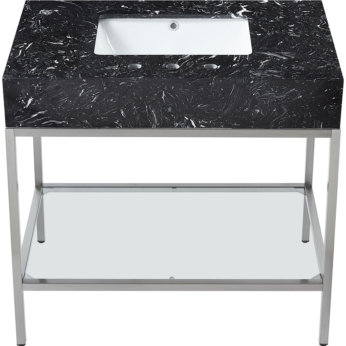 Marmo - Engineered Marble Bathroom Vanity With Chrome Base