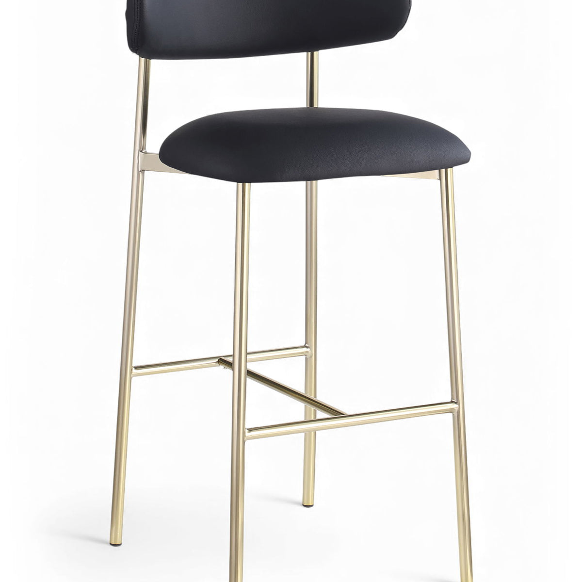 Lupita - Vegan Leather Upholstered Bar Stool With Brushed Gold Frame (Set of 2)