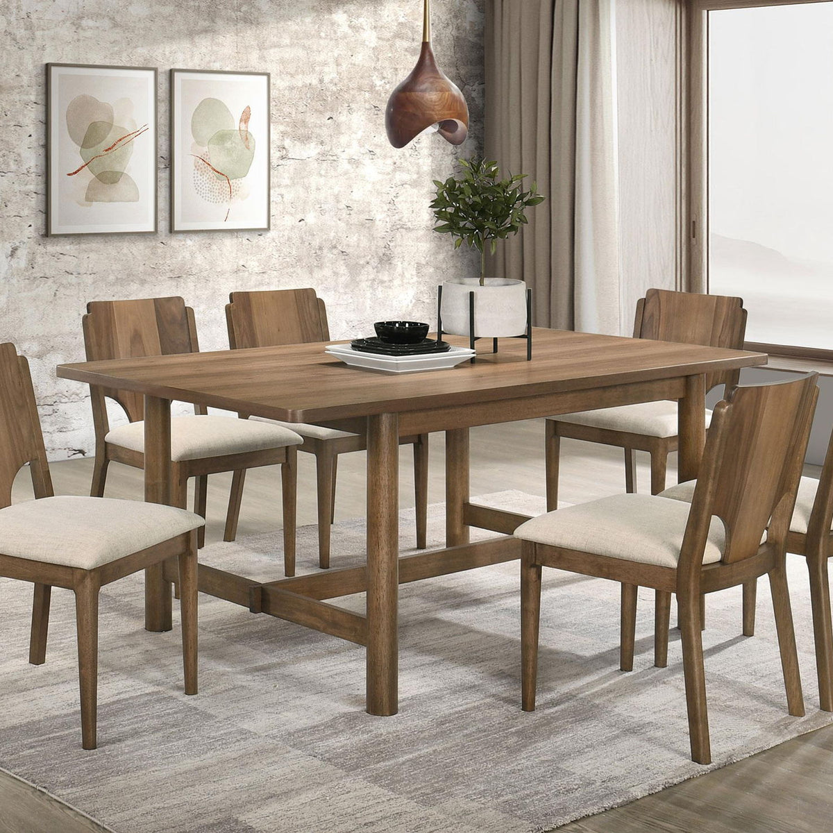 Crestmore 7-piece Rectangular Dining Table Set Walnut