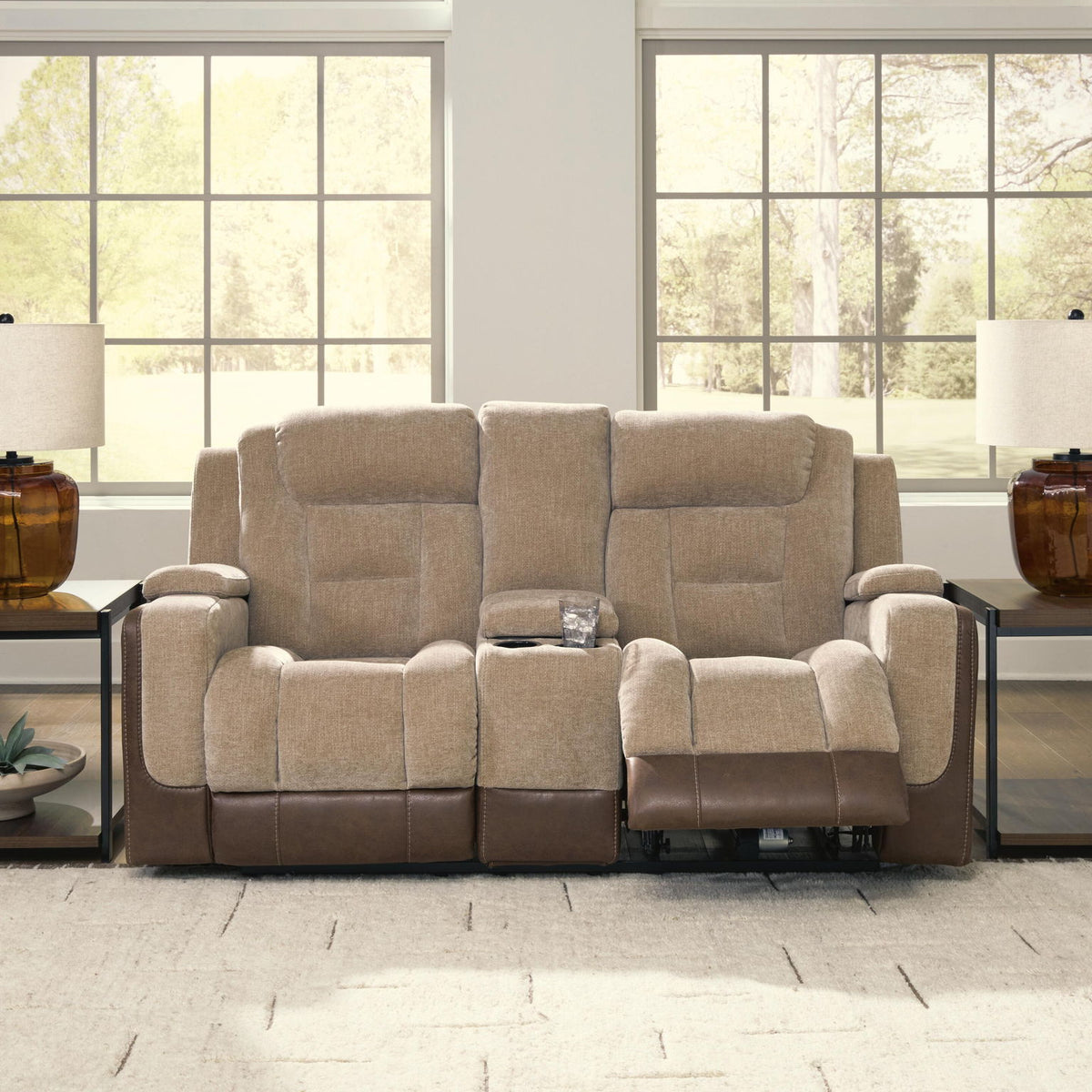 Mixed Motion - Power Reclining Loveseat With Console / Adjustable Headrest
