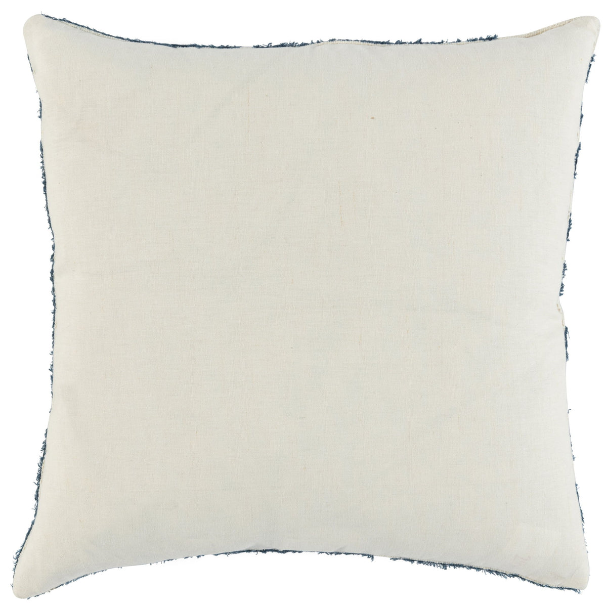 Mateo pillow with solid natural off-white fabric and blue-trim edges